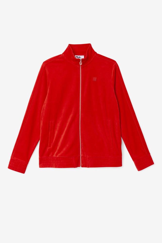 Fila Deverall Velour Red Jacket Mens - NZ 08256-OVRZ